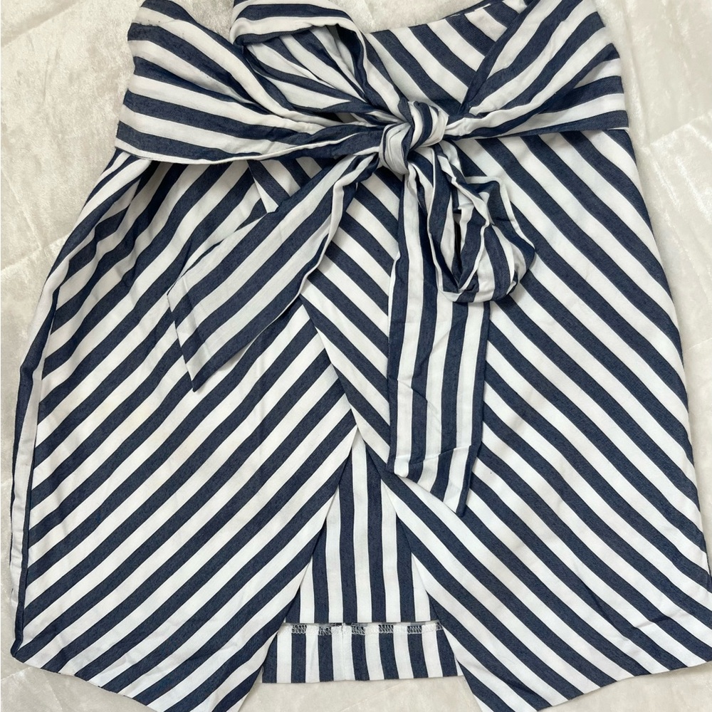 Zara Blue and White High Waist Skirt with Nautical Stripes - Picture 3 of 4